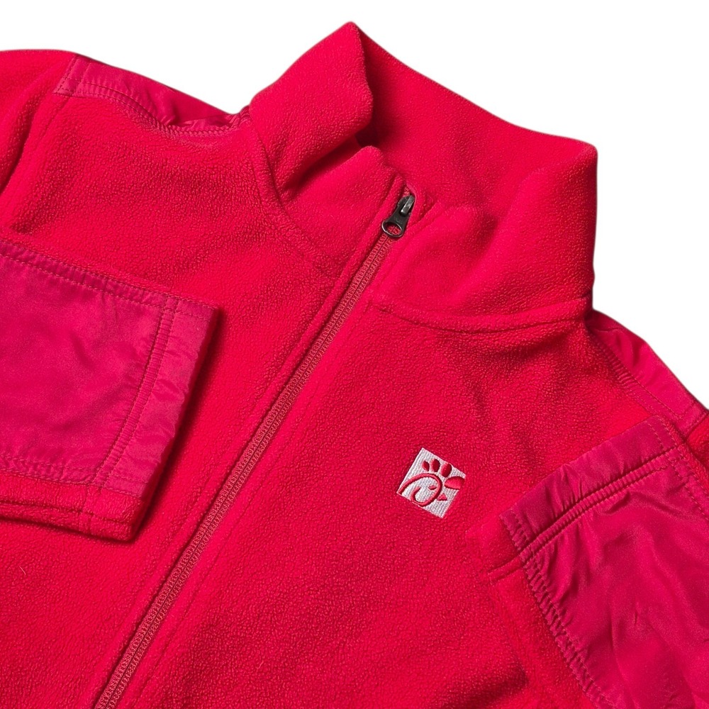 Chick Fil A Womens‎ M Red Fleece Full Zip Jacket Uniform Logo Workwear